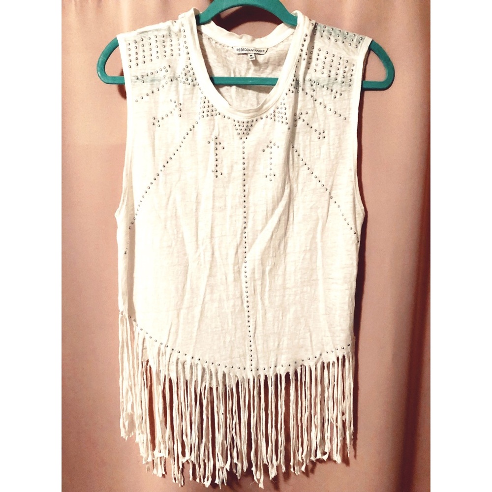 NWOT Rebecca Minkoff gemini studded fringe tank